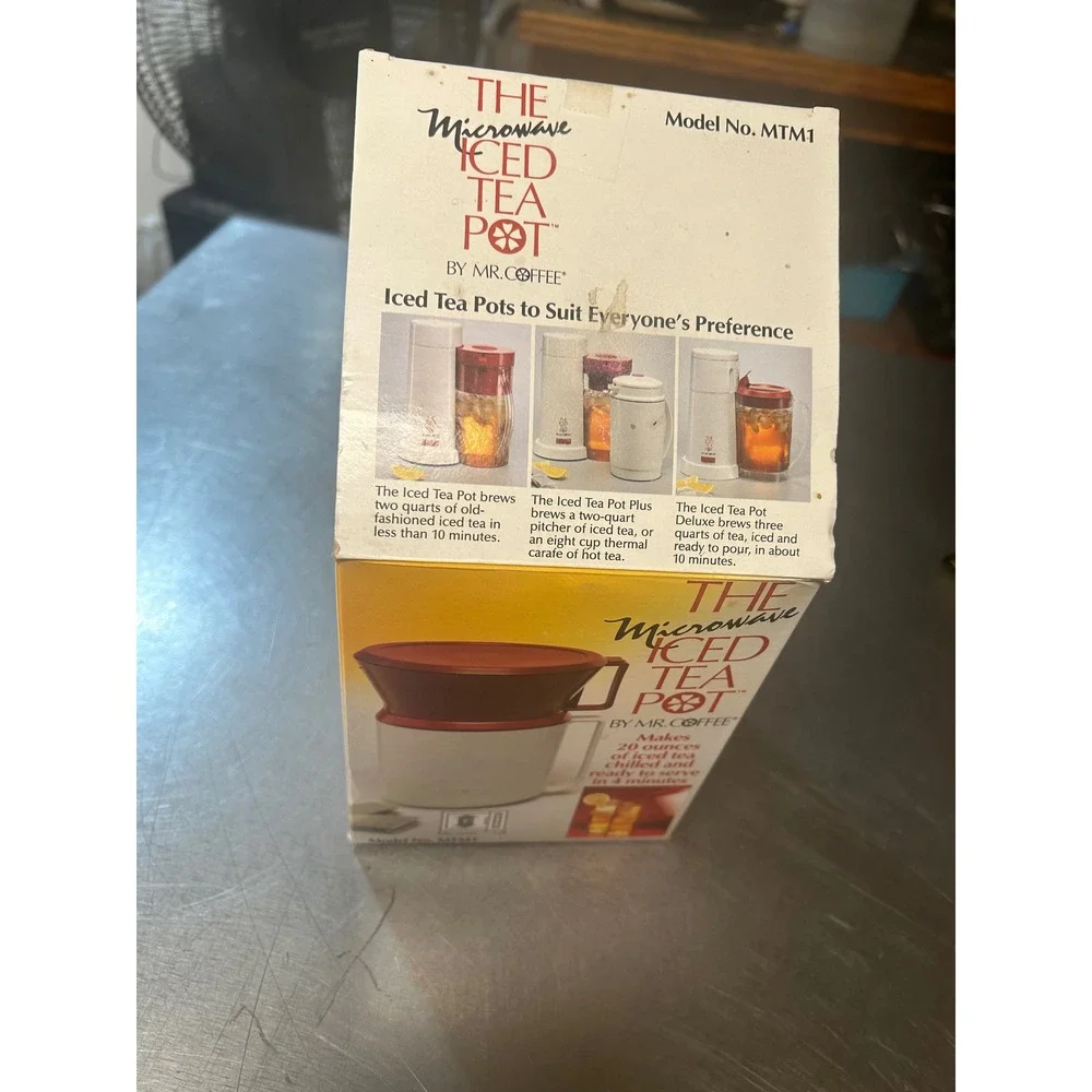 Mr Coffee Microwave Iced Tea Pot MTM1 Red White Vintage 20oz Single Serve Brewer